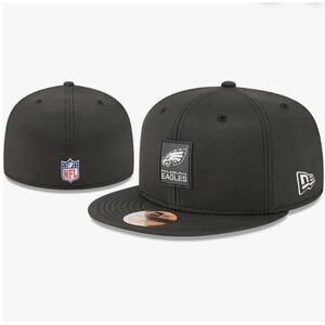 Philadelphia Eagles New Era 2025 NFL Sideline 59FIFTY Fitted Hat Cap Black 7 1/8